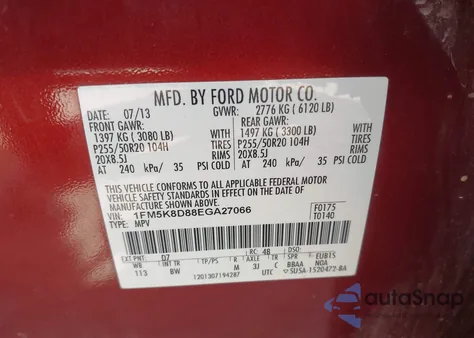 2014 Ford Explorer Xlt z USA, uszkodzony, nr VIN 1FM5K8D88EGA27066